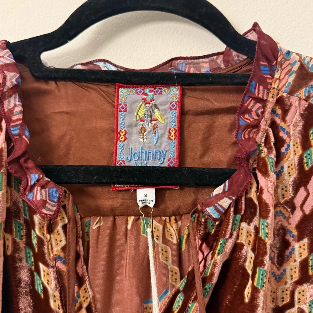 Johnny Was, Multicolor Velvet Blouse, Small, New w/ Tags